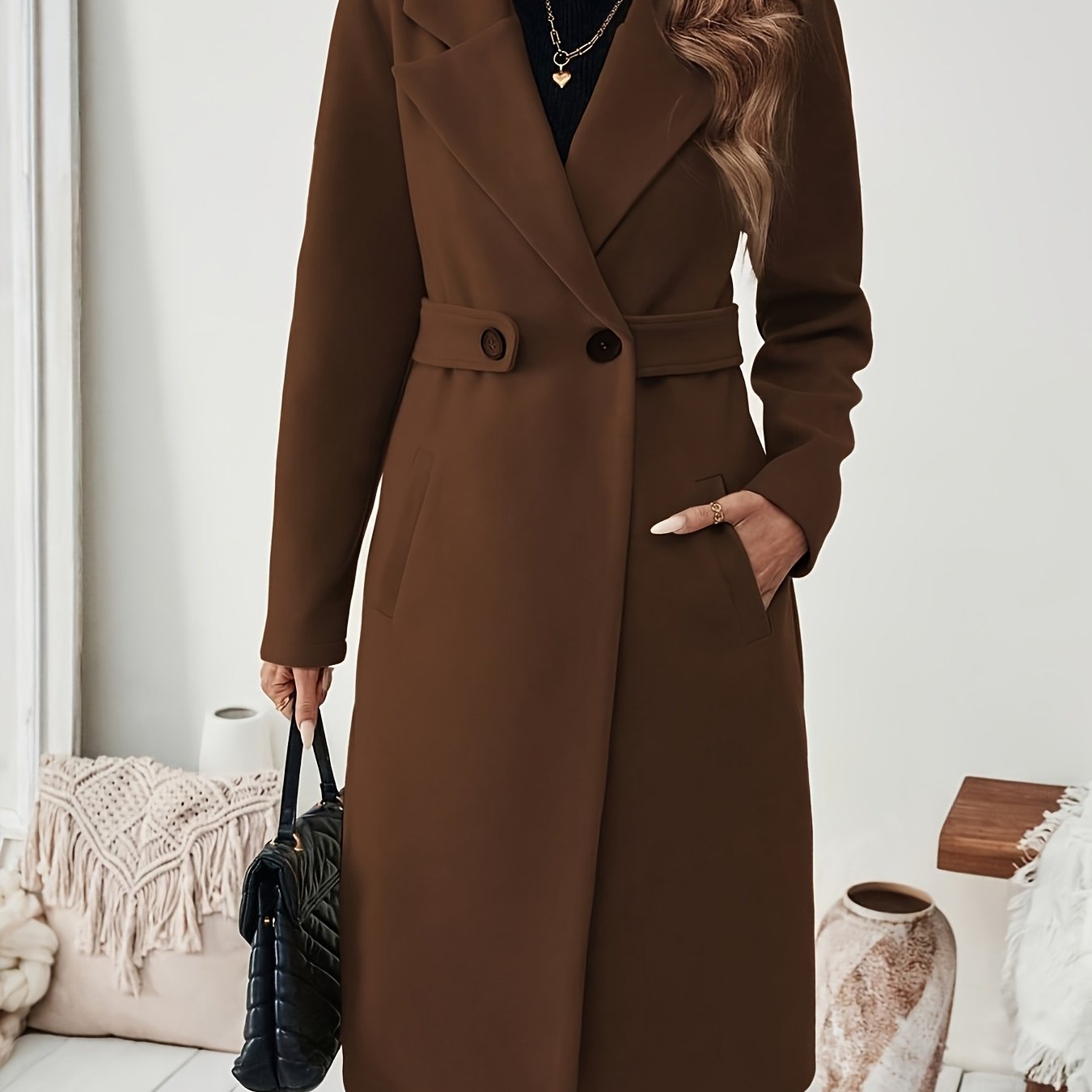 Elegant Women's H-Line Trench Coat with Adjustable Belt