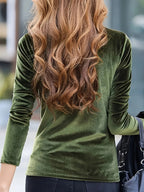 Camiseta Térmica Feminina de Gola Alta e Manga Longa - Top Macio como Veludo, Lavável à Máquina, Preto Sólido para Camadas no Outono/Inverno, Estilo Sofisticado e Casual ou Formal, Roupa de Inverno Confortável, Blusa Versátil e Elegante, Qualidade Premium, Ideal para Climas Frios