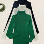 Elegant High-Neck Women's Sweater Set - 3 Pieces