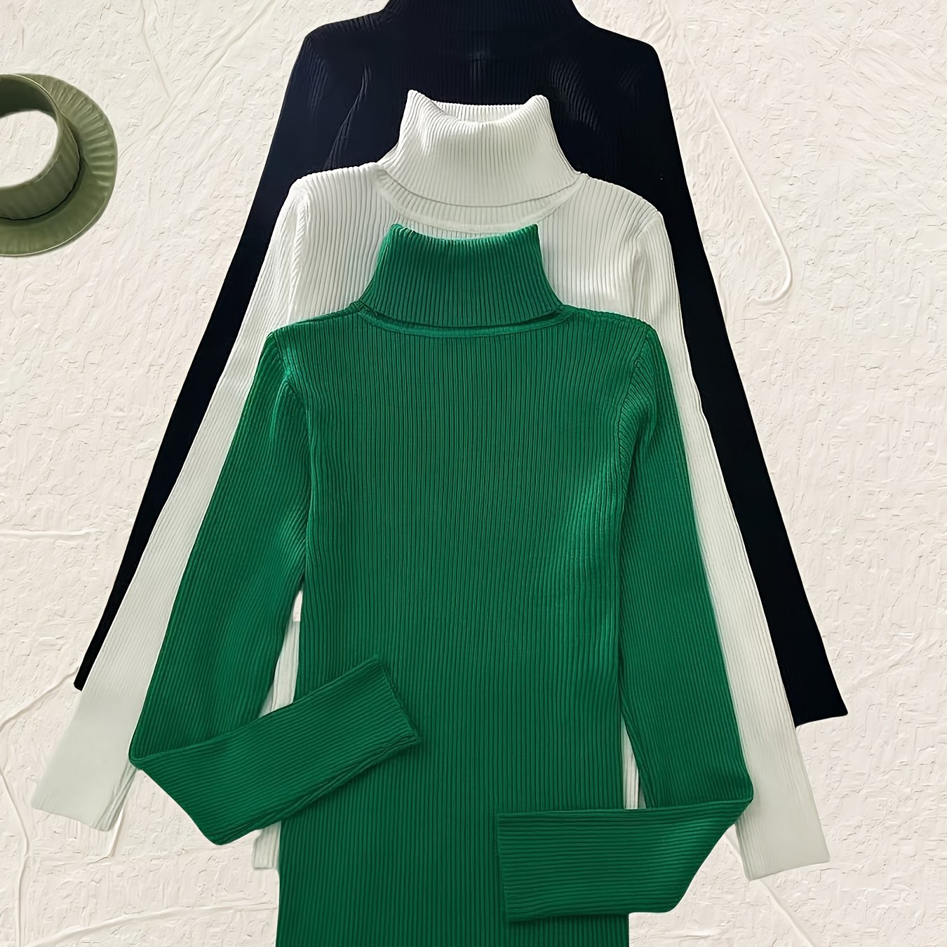 Elegant High-Neck Women's Sweater Set - 3 Pieces