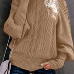 Chic High-Neck Knit Sweater for Women - Perfect for Spring & Fall