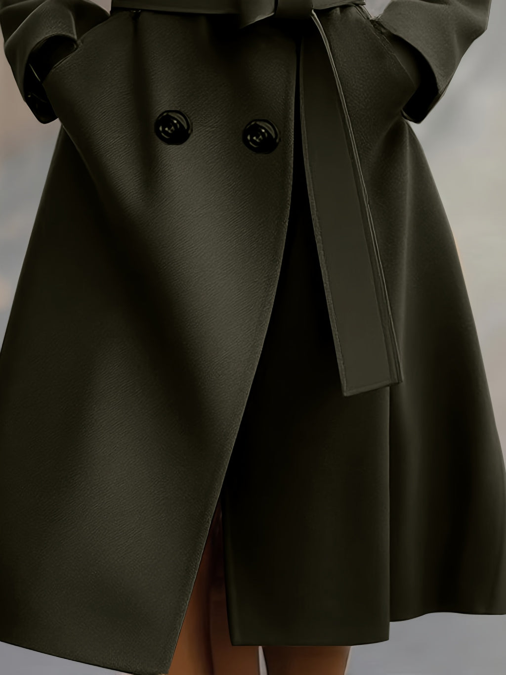 Casaco Longo de Outono/Inverno com Lapela Grande, Mangas Compridas, Bolso e Estilo Francês Minimalista e Elegante em Tweed