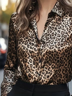 Camisa Elegante Feminina com Gola Tipo Blazer em Branco/Bege/Preto/Marrom/Rosa Pálido - Top Curso Estruturado e Abrigo para Outono/Inverno, Uso Profissional & Semi-Formal, Lavagem à Mão ou a Seco (Sem Elasticidade)