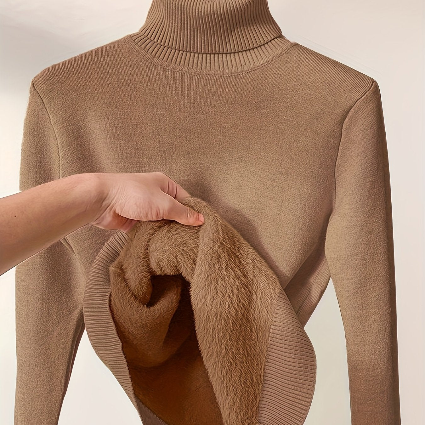 Elegant High-Neck Women's Sweater - Soft & Stretchy