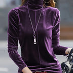 Velvety High-Neck Thermal Top - Elegance for Cold Seasons