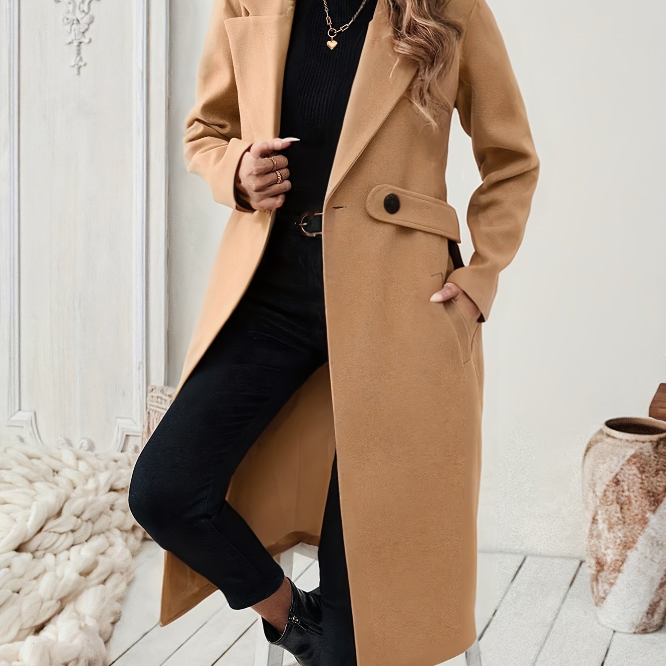 Elegant Women's H-Line Trench Coat with Adjustable Belt