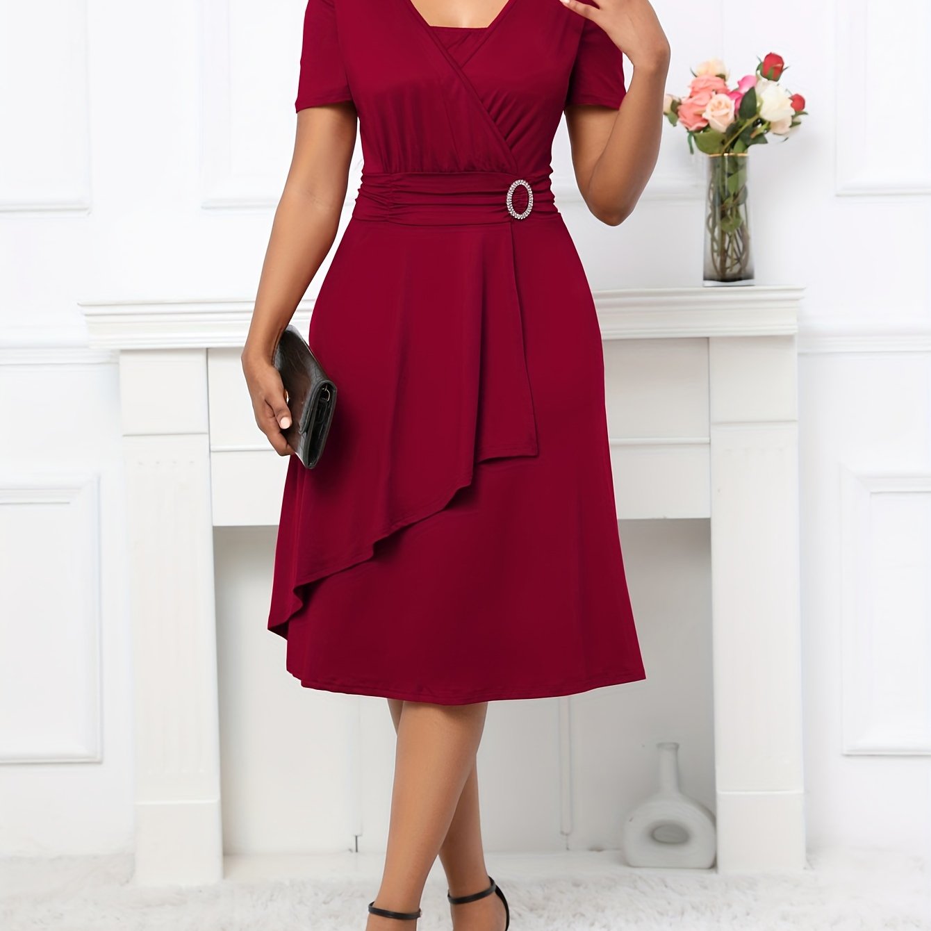 Elegant A-Line V-Neck Dress for Women