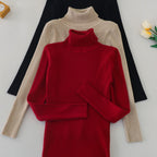 Elegant High-Neck Women's Sweater Set - 3 Pieces