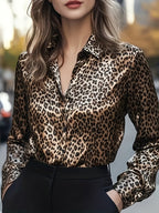 Camisa Elegante Feminina com Gola Tipo Blazer em Branco/Bege/Preto/Marrom/Rosa Pálido - Top Curso Estruturado e Abrigo para Outono/Inverno, Uso Profissional & Semi-Formal, Lavagem à Mão ou a Seco (Sem Elasticidade)