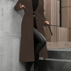 Elegant Long Trench Coat with Waist Belt