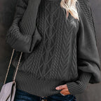 Chic High-Neck Knit Sweater for Women - Perfect for Spring & Fall