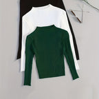 Elegant Ribbed High-Neck 3-Piece Set - Timeless Vintage Style