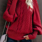 Chic High-Neck Knit Sweater for Women - Perfect for Spring & Fall