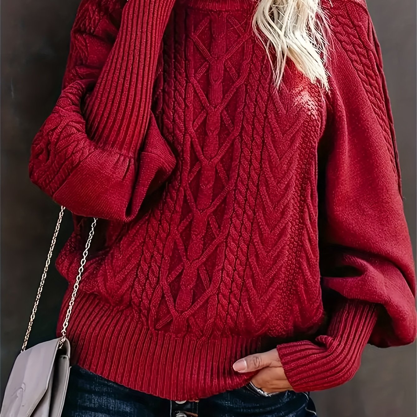 Chic High-Neck Knit Sweater for Women - Perfect for Spring & Fall