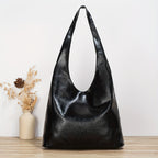 Saco Tote Vegan Fashion, Mala Hobo Trendy de Cor Sólida, Mala Casual Feminina & Carteira