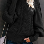 Chic High-Neck Knit Sweater for Women - Perfect for Spring & Fall