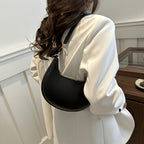 KRYEON Bolsa de Ombro Meia-Lua Retro para Mulheres - Alça Destacável, Fecho de Zíper, 5 Cores (Caqui/Preto), Forro em Poliéster, Sem Pintura nas Bordas, Presente de Dia dos Namorados, Bolsa Lunar, Acessório Fashion, Elegância Moderna, Textura Lisa