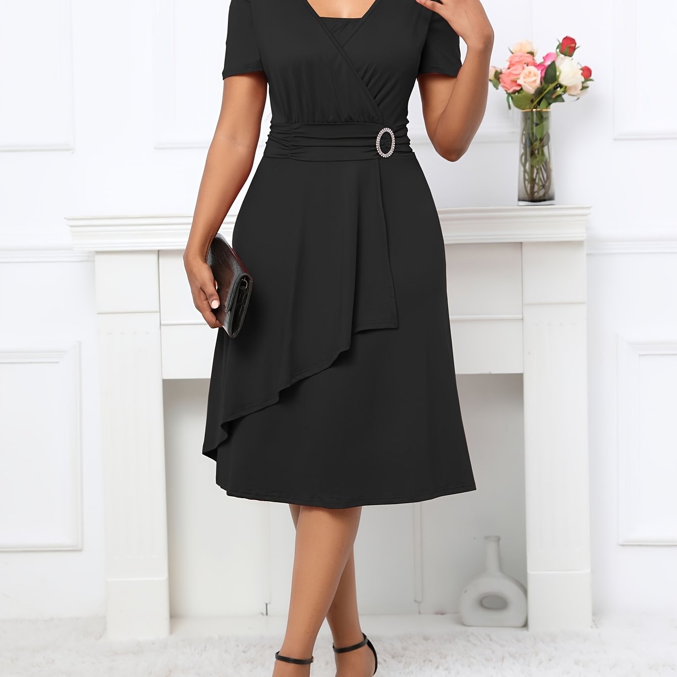 Elegant A-Line V-Neck Dress for Women