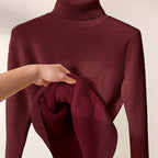 Elegant High-Neck Women's Sweater - Soft & Stretchy