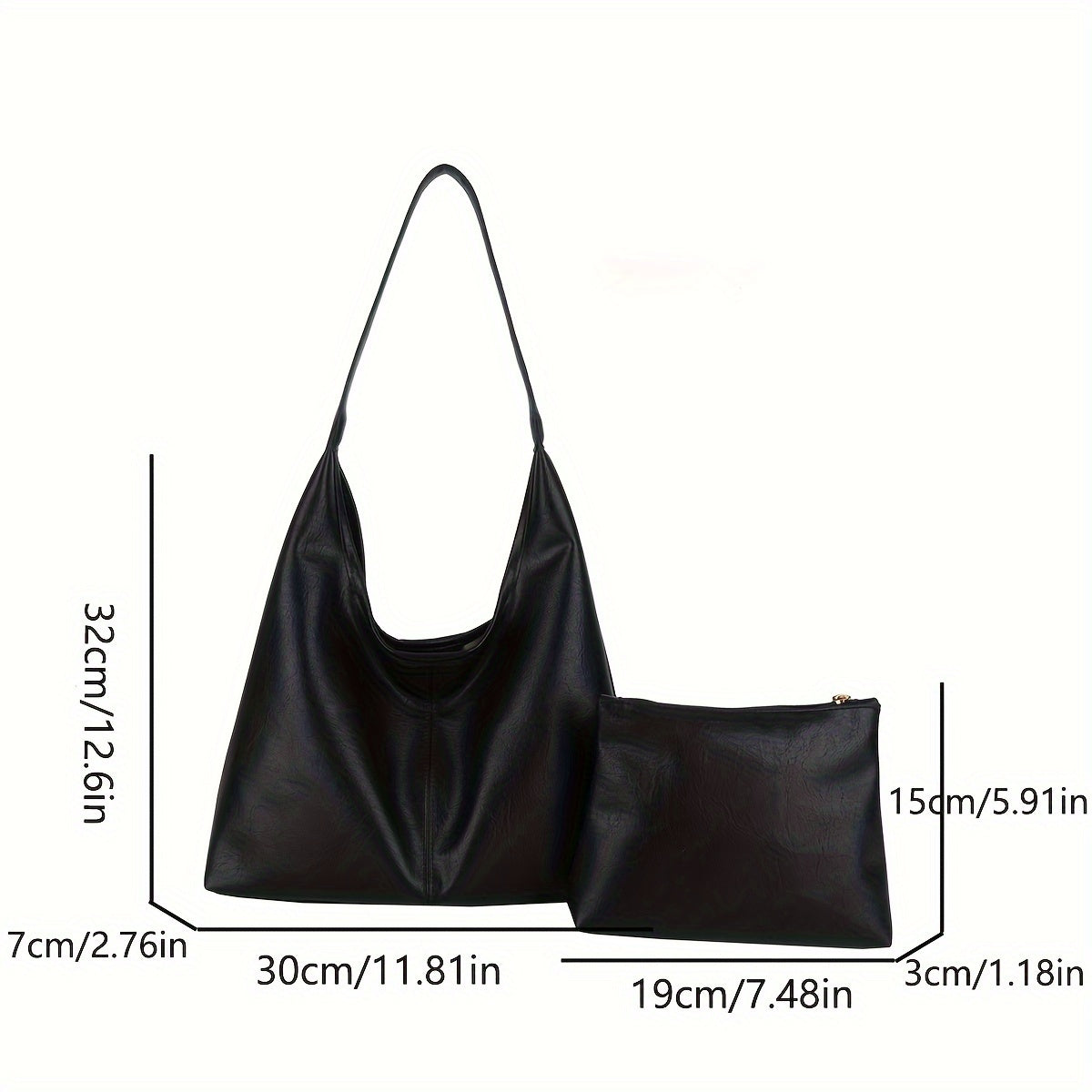 Um conjunto elegante e versátil de duas peças para mulheres, com uma bolsa de ombro macia e confortável e uma mala, perfeito para saídas casuais.