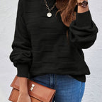 Chic Round Neck Women's Sweater – High Elasticity & Machine Washable