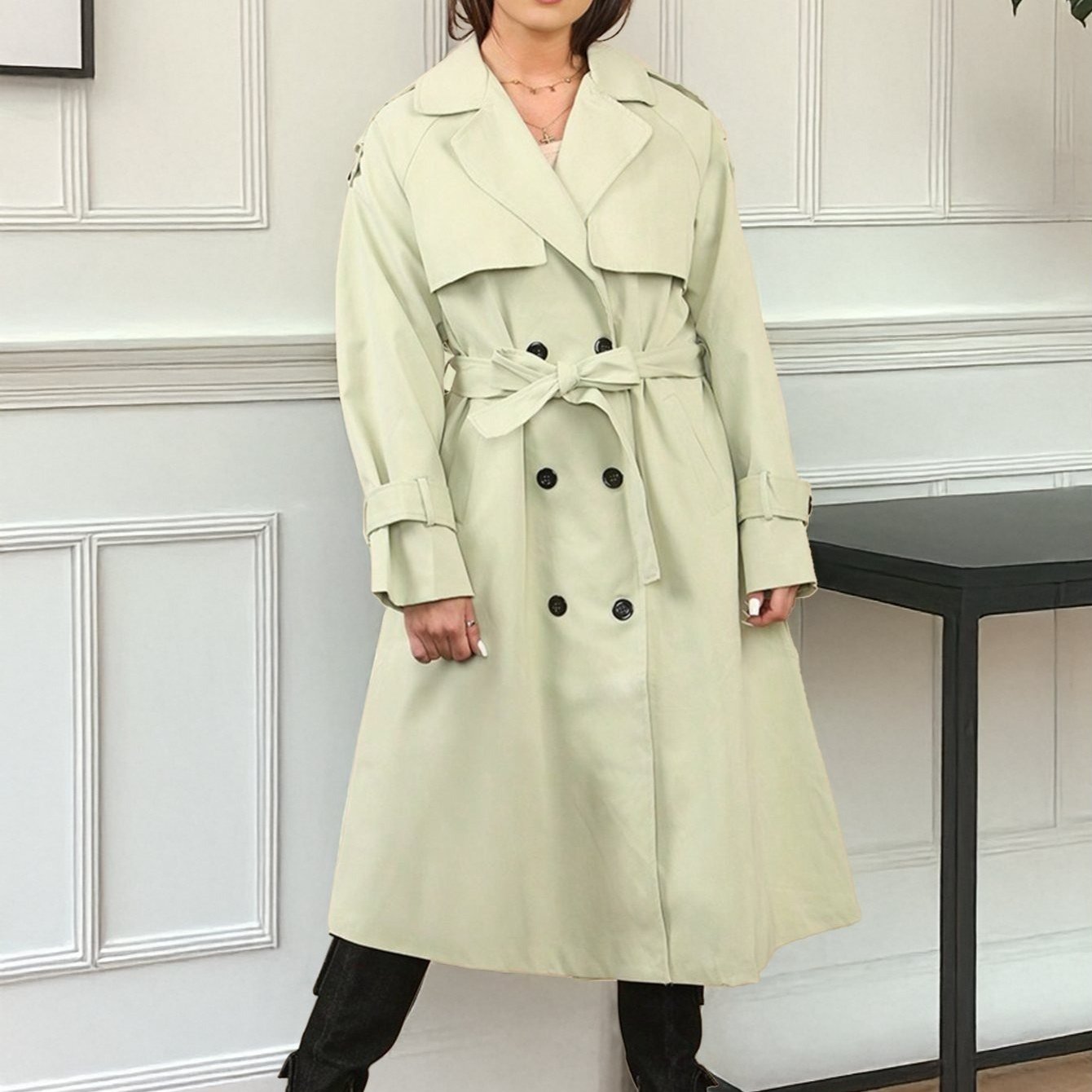 Chic Oversized Raincoat with Adjustable Waist