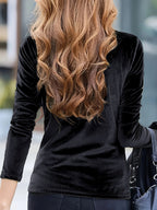 Camiseta Térmica Feminina de Gola Alta e Manga Longa - Top Macio como Veludo, Lavável à Máquina, Preto Sólido para Camadas no Outono/Inverno, Estilo Sofisticado e Casual ou Formal, Roupa de Inverno Confortável, Blusa Versátil e Elegante, Qualidade Premium, Ideal para Climas Frios