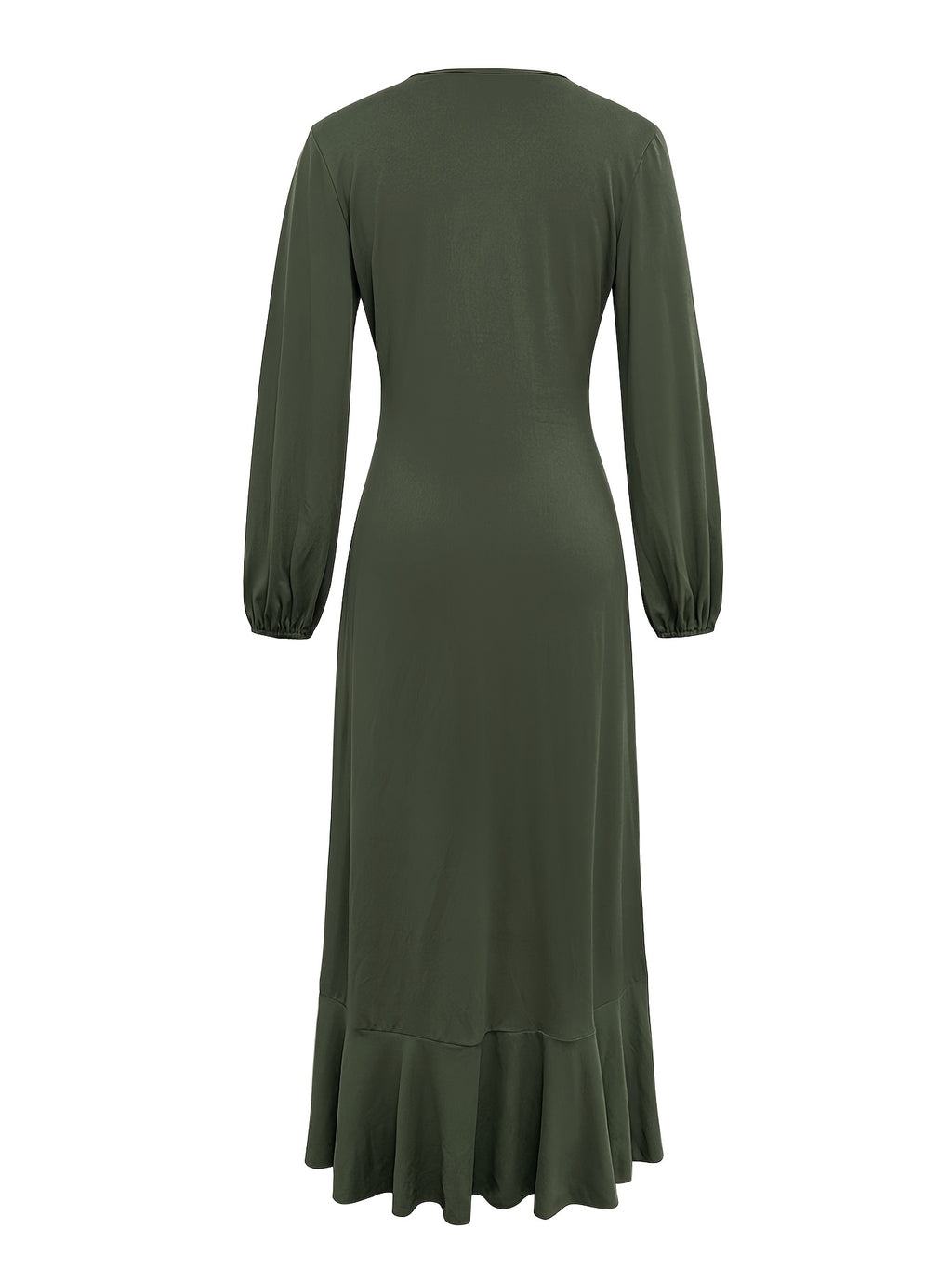 Vestido Elegante de Estilo Francês com Decote em V para Mulheres - Vestido de Festa de Inverno para Casamento, Lavável à Máquina, Cor Sólida para Outono/Inverno, Traje Formal para Banquetes e Ocasiões Especiais