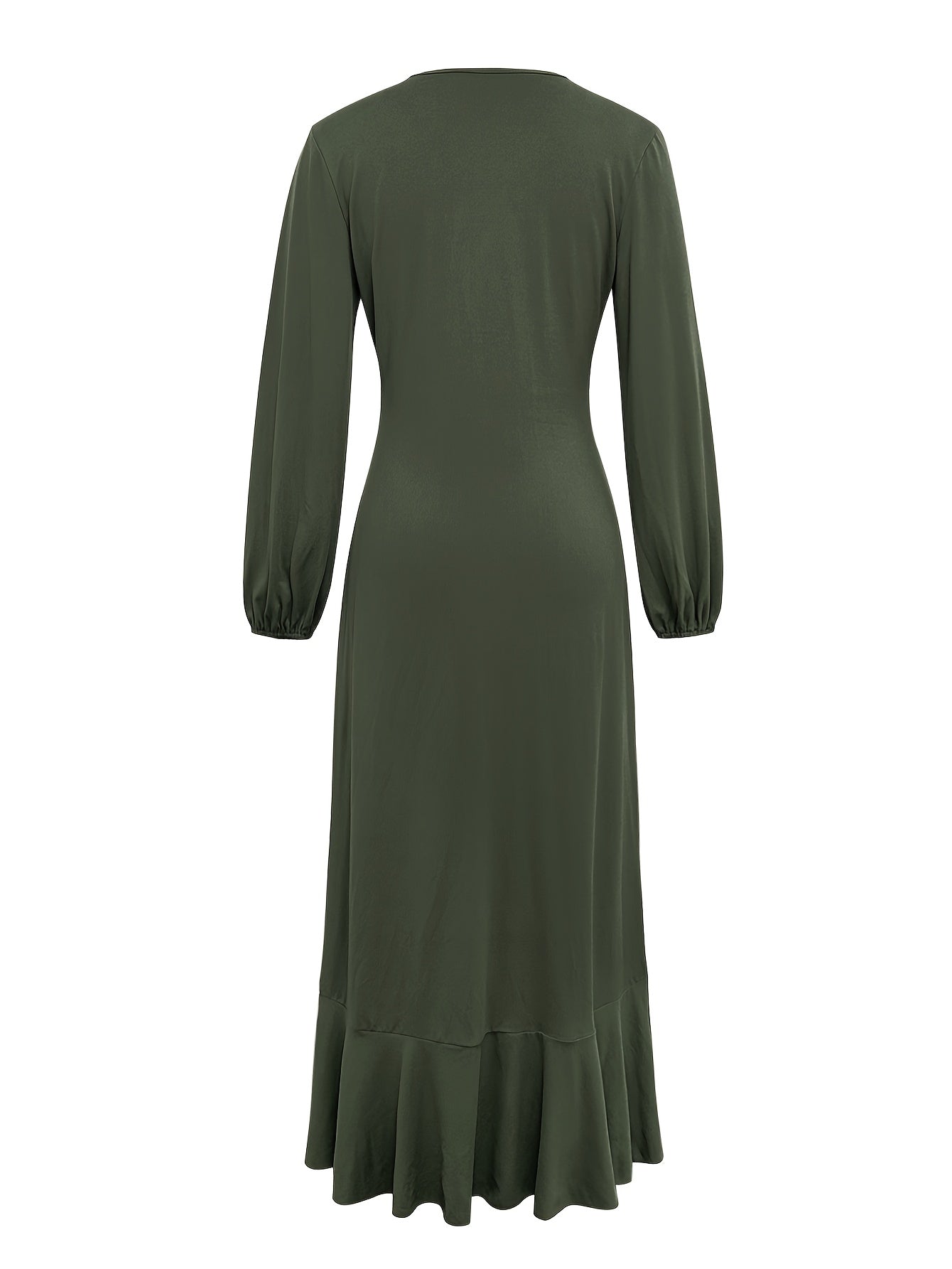 Vestido Elegante de Estilo Francês com Decote em V para Mulheres - Vestido de Festa de Inverno para Casamento, Lavável à Máquina, Cor Sólida para Outono/Inverno, Traje Formal para Banquetes e Ocasiões Especiais