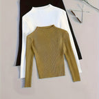 Elegant Ribbed High-Neck 3-Piece Set - Timeless Vintage Style