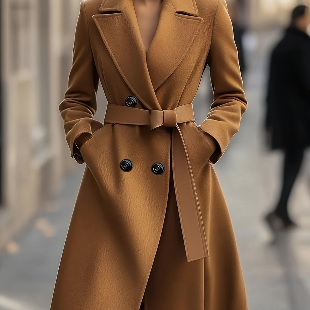 Elegant Tweed Long Coat with French Minimalist Charm
