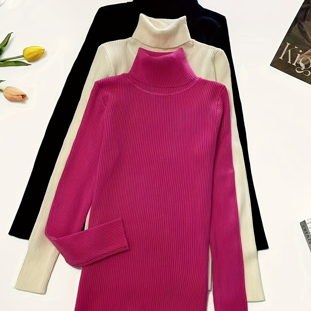 Elegant High-Neck Women's Sweater Set - 3 Pieces