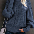 Chic High-Neck Knit Sweater for Women - Perfect for Spring & Fall