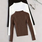 Elegant Ribbed High-Neck 3-Piece Set - Timeless Vintage Style