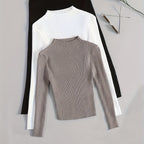 Elegant Ribbed High-Neck 3-Piece Set - Timeless Vintage Style